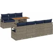 vidaXL Tuinbank Set 8 st 7-Aantal zitplaatsen Grijs en Blauw