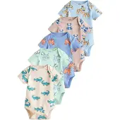 Next - Jongens - Set van 5 babyrompertjes met korte mouwen - Blauw
