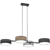 Emibig Hanglamp DRUMZ, zwart-bruin-grijs, 4x E14 fitting, 15W, stoffen kap, afmetingen: 120x80x46 cm, IP20, merk