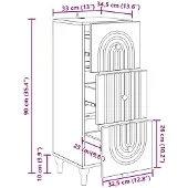 vidaXL Ladekast 33 x 34,5 x 90 cm Bewerkt hout Zwart