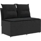 vidaXL 2 Stuk Tuin middelste sofa met opklaptafel poly rattan Zwart