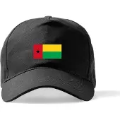 Beechfield Zwarte Pet met Wereldvlaggen, land Guinea-Bissau klittenbandsluiting