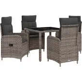 vidaXL Buiten Eettafel Set 5 st Lichtgrijs en Donkergrijs poly rattan