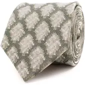 Tresanti | GILIAN | Silk tie with a checked ikat pattern | groen