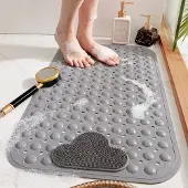 Unyqoos Grijze antislip douchemat met massagekussen en afvoergaten voor veilig douchen