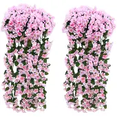 Unyqoos Kunstbloemengordijn, 90 cm – Set van 2 met zijden bloemen en bladeren en kunststof ranken, decoratie voor binnen en buiten (hangmand, bruiloft, tuin)