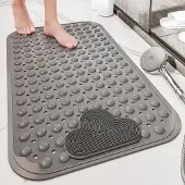 Unyqoos Grijze antislip douchemat met voetmassage en schimmelbestendigheid voor badkamer