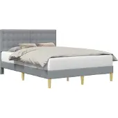vidaXL Bedframe met hoofdeinde Lichtgrijs 160 x 200 cm Stof