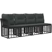 vidaXL Buiten bank set 7 st Zwart en Donker Grijs Polyester