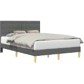 vidaXL Bedframe met hoofdeinde Donkergrijs 120 x 200 cm Stof