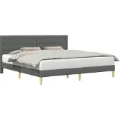 vidaXL Bedframe met hoofdeinde, donkergrijs, 180 x 200 cm, stof
