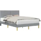 vidaXL Bedframe met hoofdeinde Lichtgrijs 120 x 190 cm Stof