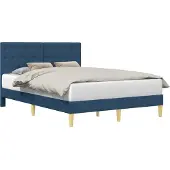 vidaXL Bedframe met hoofdeinde Blauw 140 x 200 cm Stof