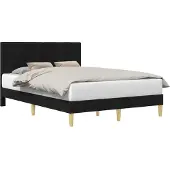 vidaXL Bedframe met hoofdeinde Zwart 140 x 200 cm Stof