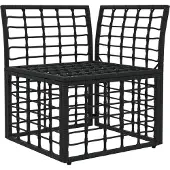 vidaXL Modulair Buitenkant Hoekbank Eenheid Zwart poly rattan