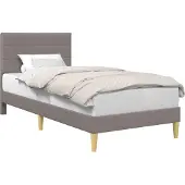 vidaXL Bedframe met hoofdeinde, taupe, 90 x 200 cm, stof