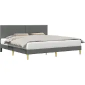 vidaXL Bedframe met hoofdeinde, donkergrijs, 180 x 200 cm, stof