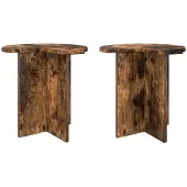 vidaXL Bijzettafel 2 st Gerookt eiken Ø 39 x 38 cm Bewerkt hout