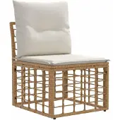 vidaXL Modulair Buitenkant Armloze Bank Eenheid Naturel poly rattan