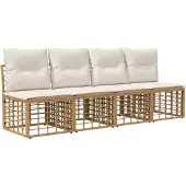 vidaXL Buiten bank set 13 st Natuurlijk en Crème Wit Polyester