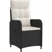 vidaXL Buiten Eettafel Set 7 st Zwart en Crème Wit poly rattan
