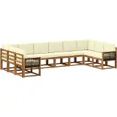 vidaXL Buiten bank set 10 st Natuurlijk en Crème Massief Acacia Hout