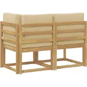 vidaXL Outdoor Midden- en Hoekbank 2 Stuk Wit Massief Acacia Hout