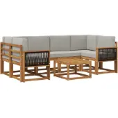 vidaXL Buiten bank set 5 st Naturel en lichtgrijs