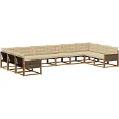 vidaXL Buiten bank set 10 st Natuurlijk en Beige