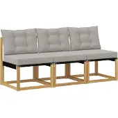 vidaXL 3 st Buiten Midden Sofa Massief acaciahout en Textilene-stof