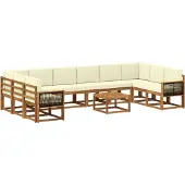 vidaXL Buiten bank set 11 st Natuurlijk en Crème Massief Acacia Hout