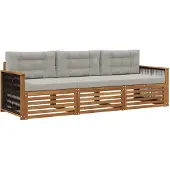 vidaXL Buiten bank set 3 st Naturel en lichtgrijs