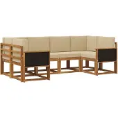 vidaXL Buiten bank set 6 st Natuurlijk en Beige Massief Acacia Hout
