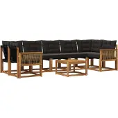 vidaXL Buiten bank set 8 st Naturel en Zwart