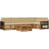 vidaXL Buiten bank set 6 st Natuurlijk en Beige