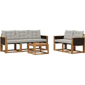 vidaXL Buiten bank set 6 st Naturel en lichtgrijs