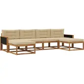 vidaXL Buiten bank set 6 st Natuurlijk en Beige