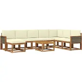 vidaXL Buiten bank set 9 pcs Natuurlijk en Crème Massief Acacia Hout