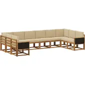 vidaXL Buiten bank set 10 st Natuurlijk en Beige Massief Acacia Hout