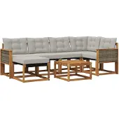 vidaXL Buiten bank set 7 st Naturel en lichtgrijs