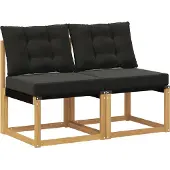 vidaXL 2 st Buiten Midden Sofa Massief acaciahout en Textilene-stof