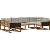 vidaXL Buiten bank set 6 st Naturel en lichtgrijs