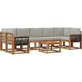 vidaXL Buiten bank set 6 st Naturel en lichtgrijs