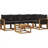 vidaXL Buiten bank set 6 st Naturel en Zwart