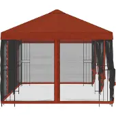 vidaXL Paviljoen met zijwanden 6 x 3 m Terracotta Polyester en Staal
