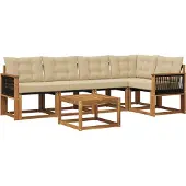 vidaXL Buiten bank set 6 st Natuurlijk en Beige