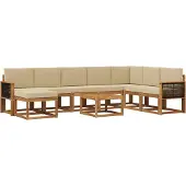 vidaXL Buiten bank set 9 st Natuurlijk en Beige Polyester
