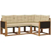 vidaXL Buiten bank set 4 st Natuurlijk en Beige