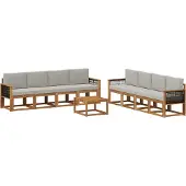 vidaXL Buiten bank set 9 st Naturel en lichtgrijs