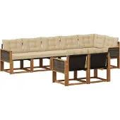 vidaXL Buiten bank set 8 st Natuurlijk en Beige